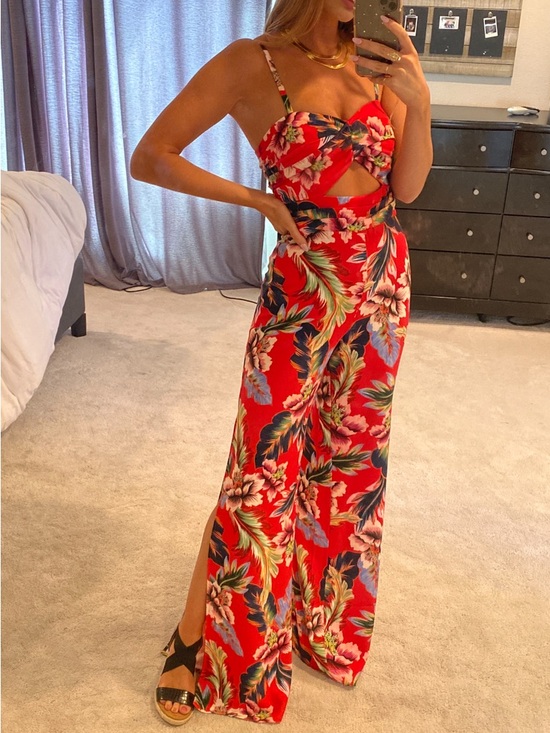NBD Pants - NBD Bright Red Strapless Dress with Gold Zipper